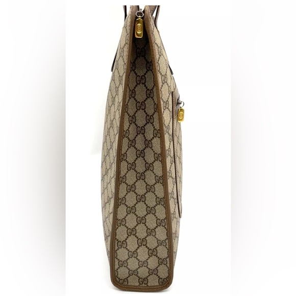 Authentic Gucci Old GG Sherry Line Beige PVC Tote bag - Picture 4 of 16
